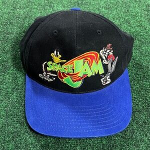 Space Jam Warner Bros. 1996 American Needle Blue Black Snapback Hat Vintage